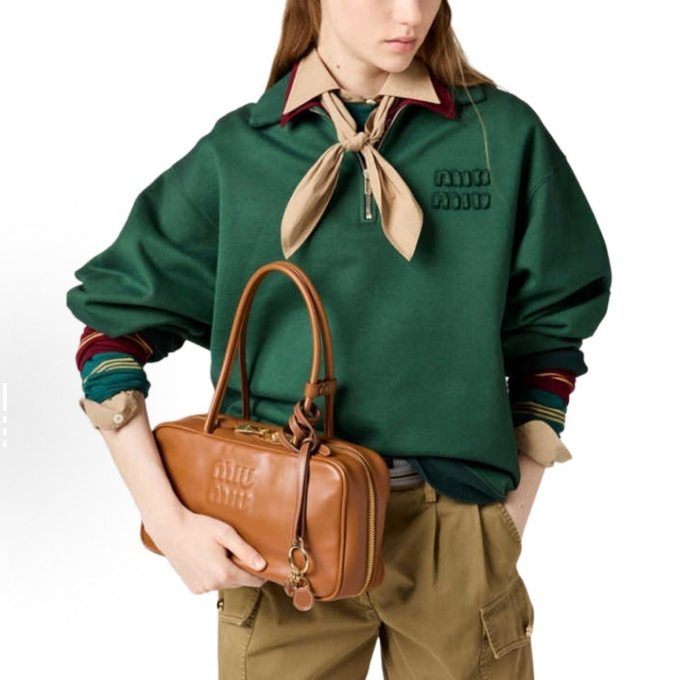 9a+ quality miu miu embroidered half-zip sweatshirt